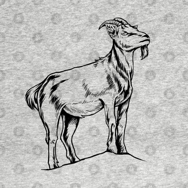 Line drawing - goat by Modern Medieval Design